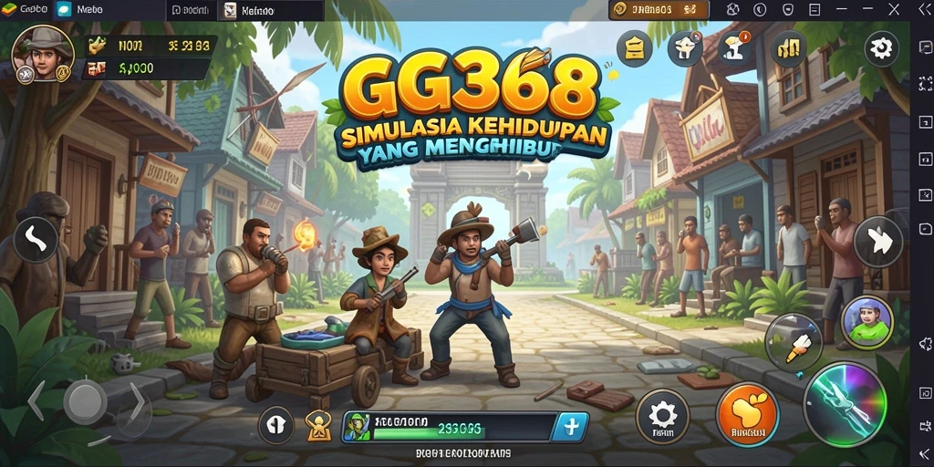 Tangkapan layar GG368 yang menunjukkan gameplay simulasi kehidupan yang interaktif.