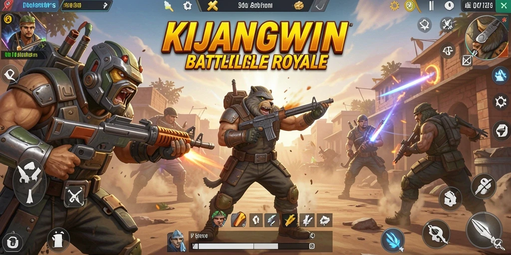 Tampilan utama gameplay Battle Royale KIJANGWIN yang mendebarkan.