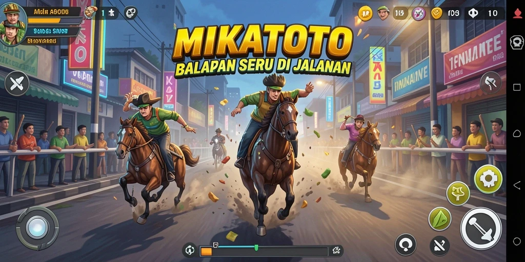 Gameplay seru MIKATOTO dengan mobil balap yang cepat.