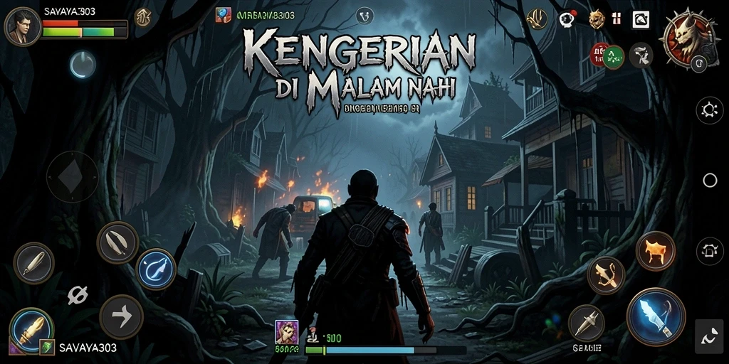 Tampilan gameplay menegangkan di dalam dunia kegelapan dan ketidakpastian.