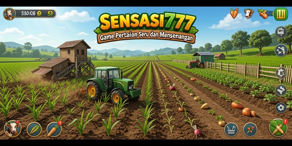 Screenshot gameplay SENSASI777 dengan pemandangan ladang yang indah.