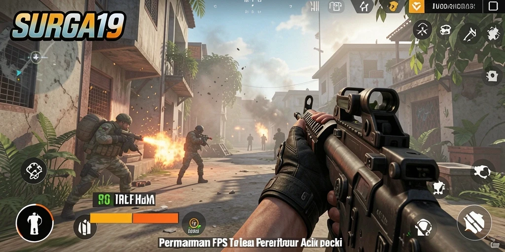 Screenshot SURGA19 menunjukkan aksi tempur dinamis dan grafis memukau.