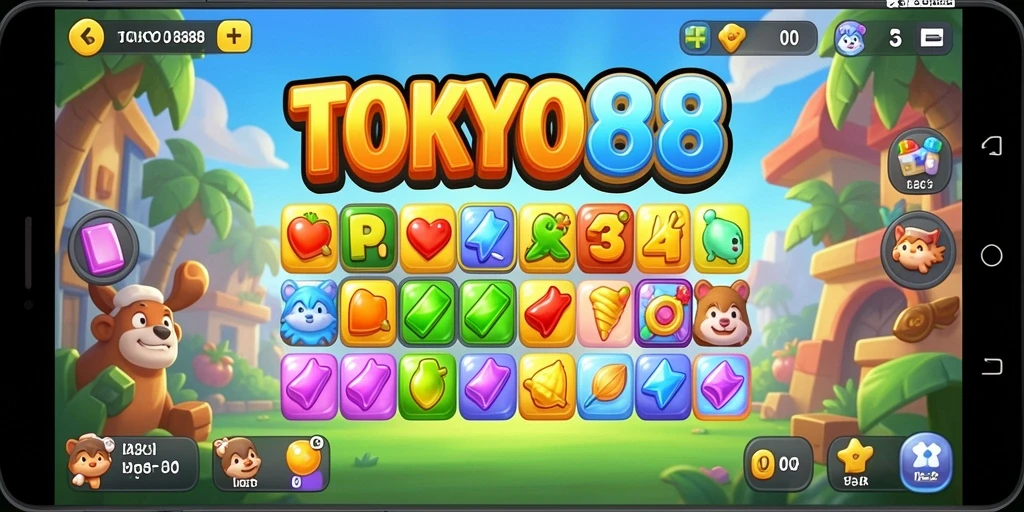Screenshot menampilkan gameplay seru dalam TOKYO88 Match-3.