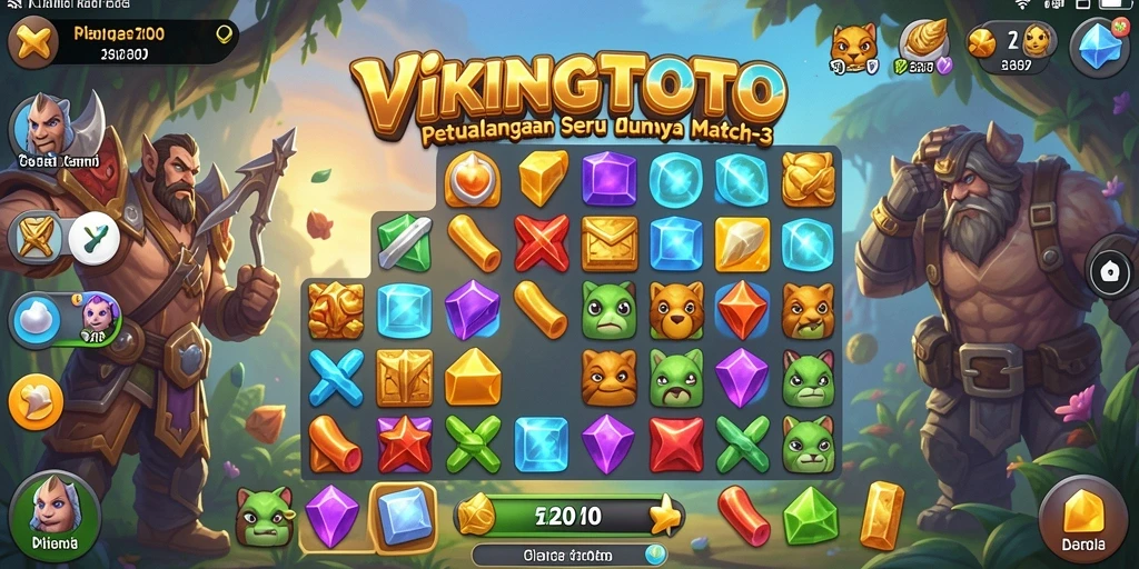 Gameplay seru Match-3 di VIKINGTOTO dengan grafis menawan.