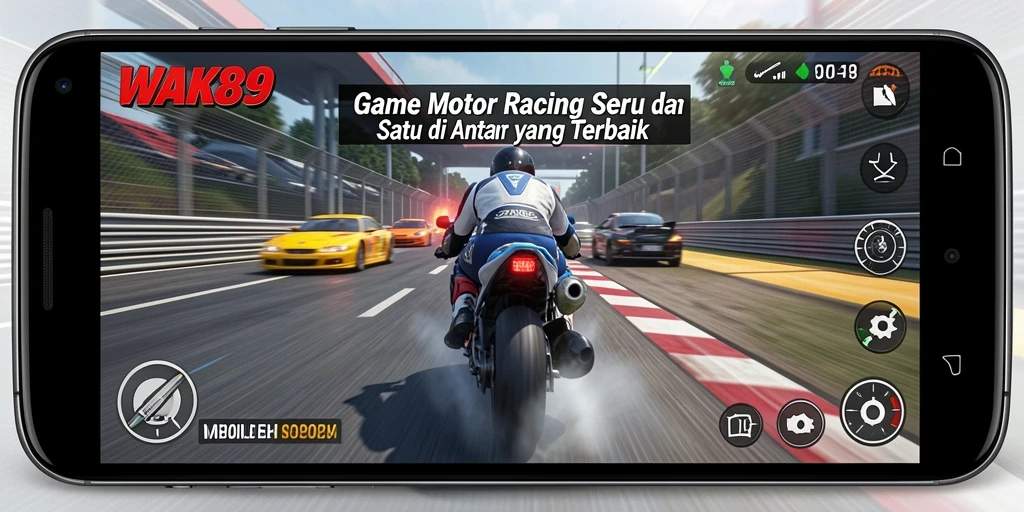 Screenshot gameplay WAK89 yang menunjukkan aksi balap motor yang mendebarkan.